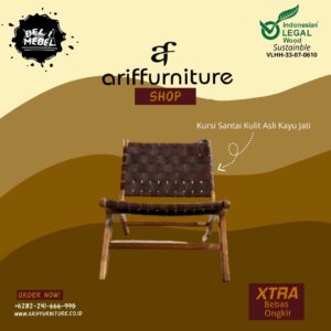 Kursi Santai Kulit Asli Kayu Jati