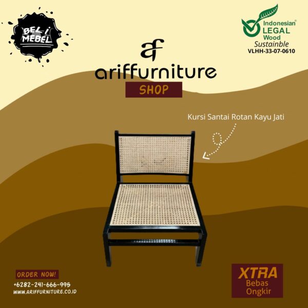 Kursi Santai Rotan Kayu Jati Minimalis