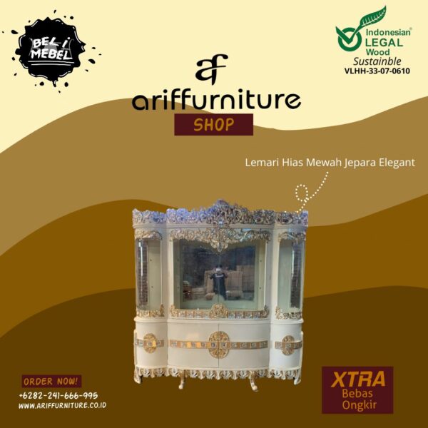 Lemari Hias Mewah Jepara Elegant Duco