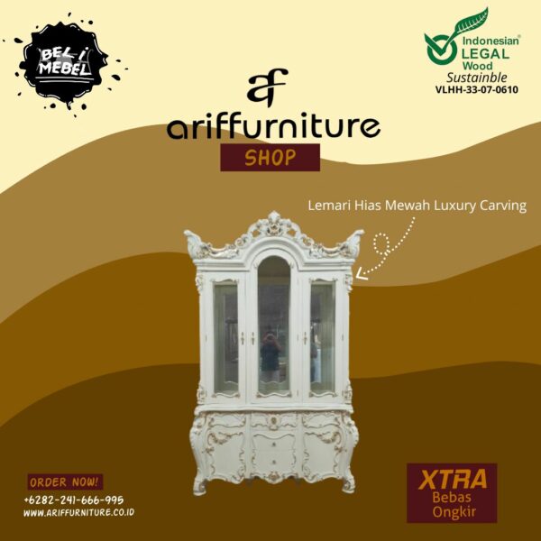 Lemari Hias Mewah Luxury Carving Elegant