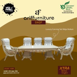 Luxury Carving Set Meja Makan Mewah Ukiran