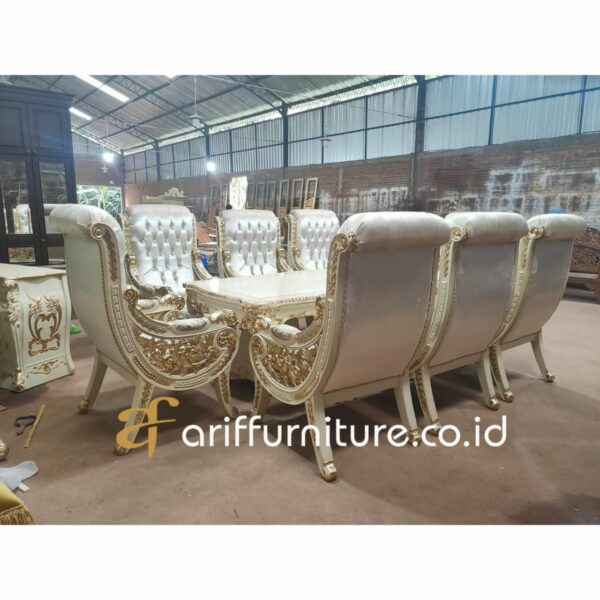 Luxury Carving Set Meja Makan Mewah Ukiran - Gambar 6