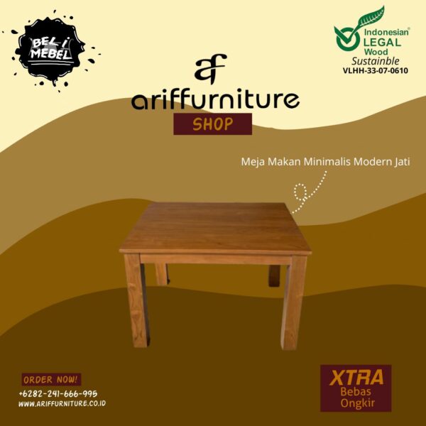 Meja Makan Minimalis Modern Jati Jepara
