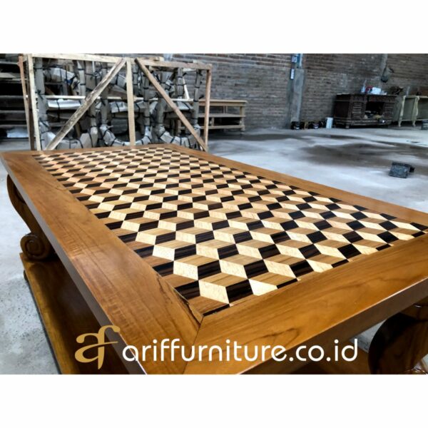 Meja Tamu Inlay Minimalis Kayu Jati Terbaru - Gambar 5