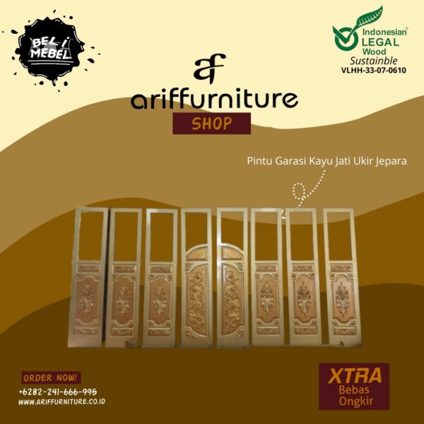 Pintu Garasi Kayu Jati Ukir Jepara