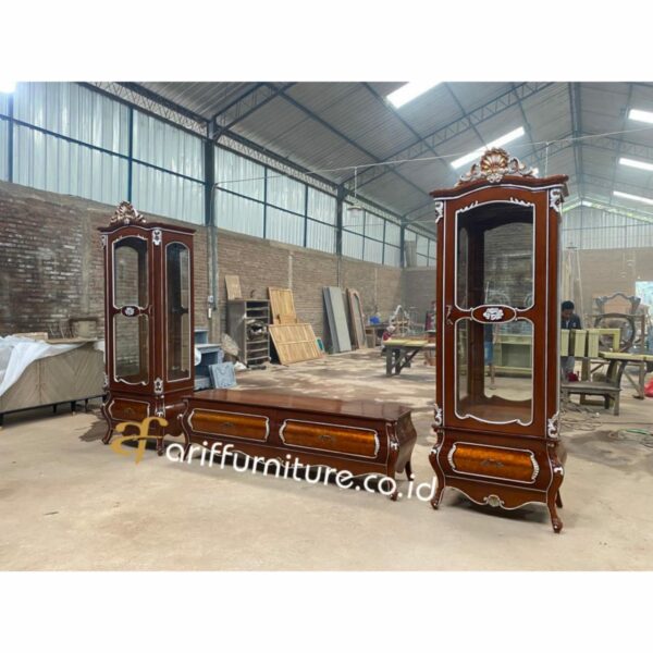 Set Bufet TV Mewah Lemari Hias Kaca - Gambar 3