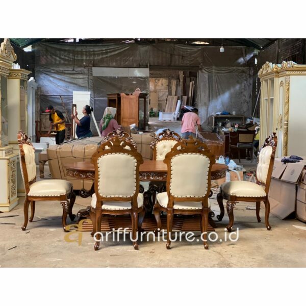 Set Meja Makan Jati Ukir Ganesha Jepara - Gambar 5
