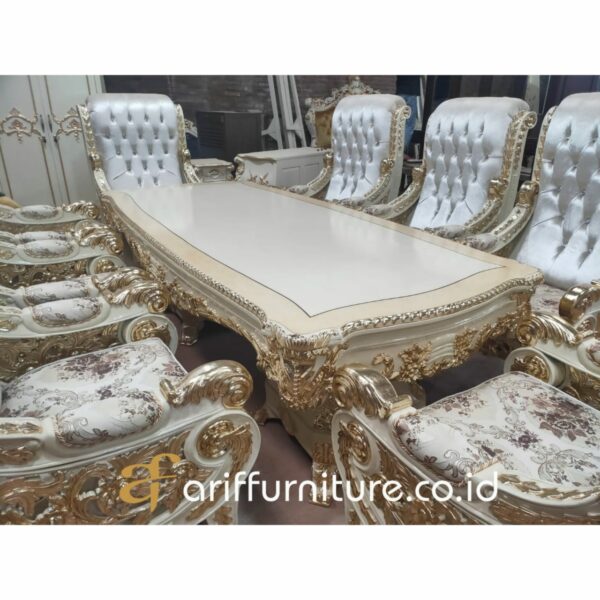 Luxury Carving Set Meja Makan Mewah Ukiran - Gambar 10