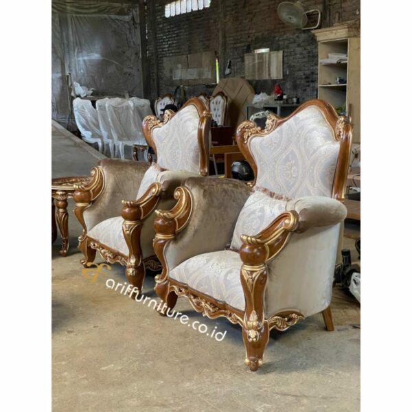 Set Sofa Tamu Mewah Ukiran Klasik Gold Jepara - Gambar 6