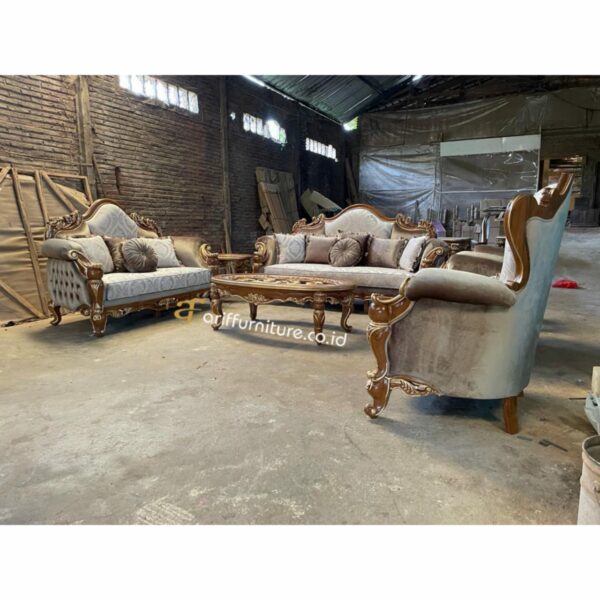 Set Sofa Tamu Mewah Ukiran Klasik Gold Jepara - Gambar 7