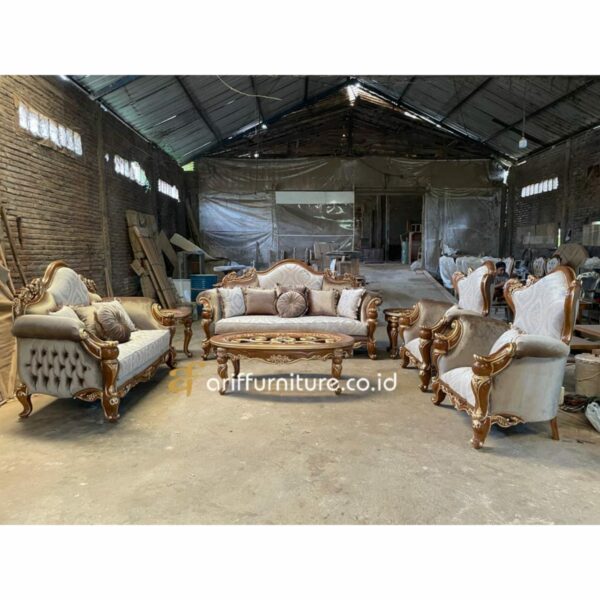Set Sofa Tamu Mewah Ukiran Klasik Gold Jepara - Gambar 9
