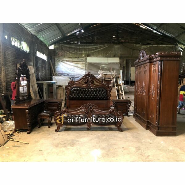 Set Tempat Tidur Ukir Jepara Kayu Jati - Gambar 2