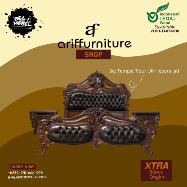 Set Tempat Tidur Ukir Jepara Kayu Jati