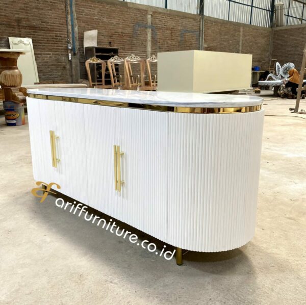 Sideboard Buffet TV Kaki Stainless Top Marmer - Gambar 3