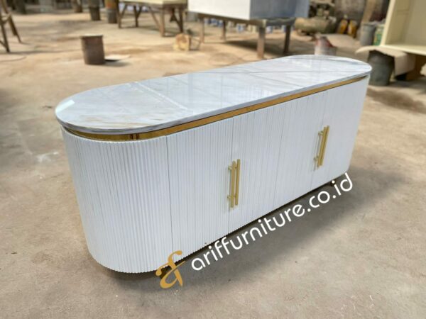 Sideboard Buffet TV Kaki Stainless Top Marmer - Gambar 4