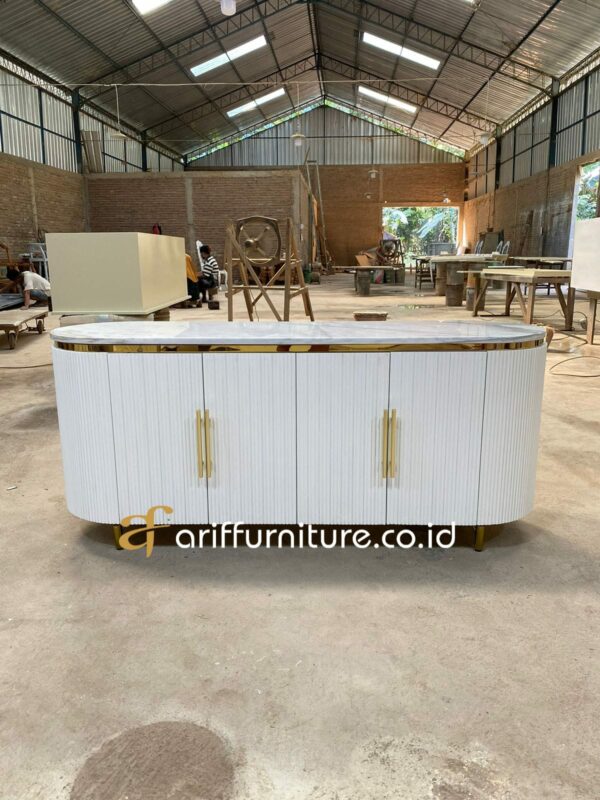 Sideboard Buffet TV Kaki Stainless Top Marmer - Gambar 2