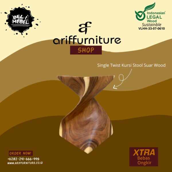 Single Twist Kursi Stool Suar Wood