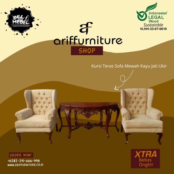 Kursi Teras Sofa Mewah Kayu Jati Ukir