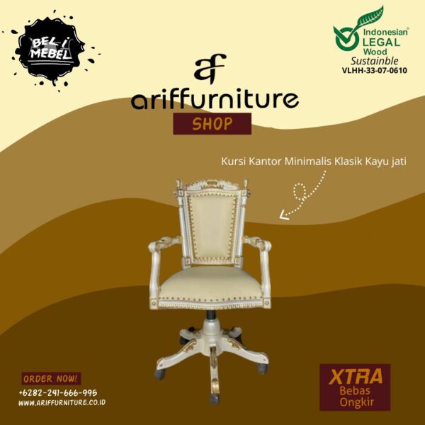 Kursi Kantor Minimalis Klasik Kayu Jati