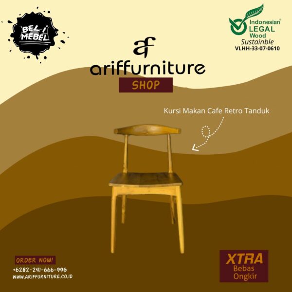 Kursi Makan Cafe Retro Tanduk Kayu Jati Villas Bali