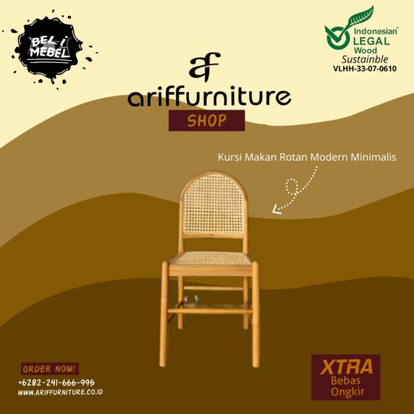 Kursi Makan Rotan Modern Minimalis Villas Bali