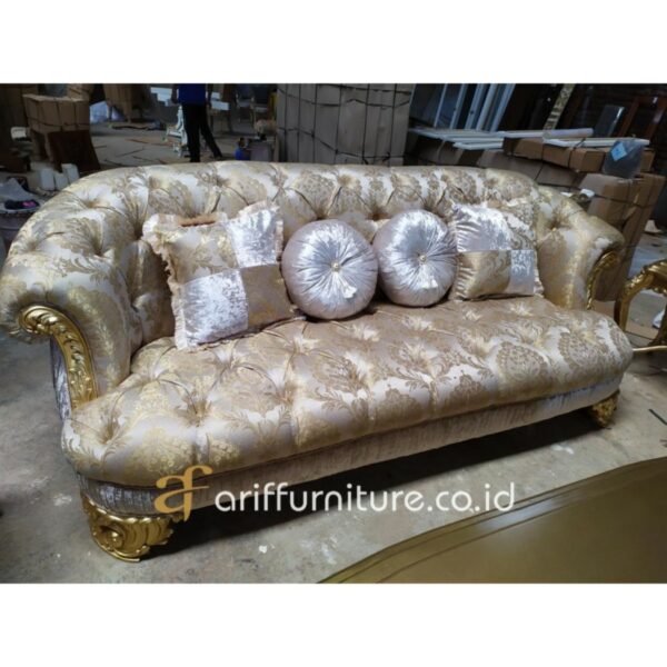 Set Kursi Tamu Sofa Mewah Klasik Ukir Gold - Gambar 2