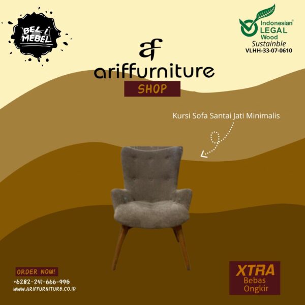 Kursi Sofa Santai Jati Minimalis Scandinavian Jepara