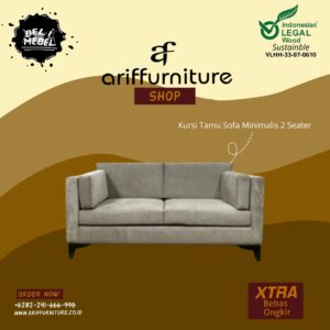 Kursi Tamu Sofa Minimalis 2 Seater Kayu Jati