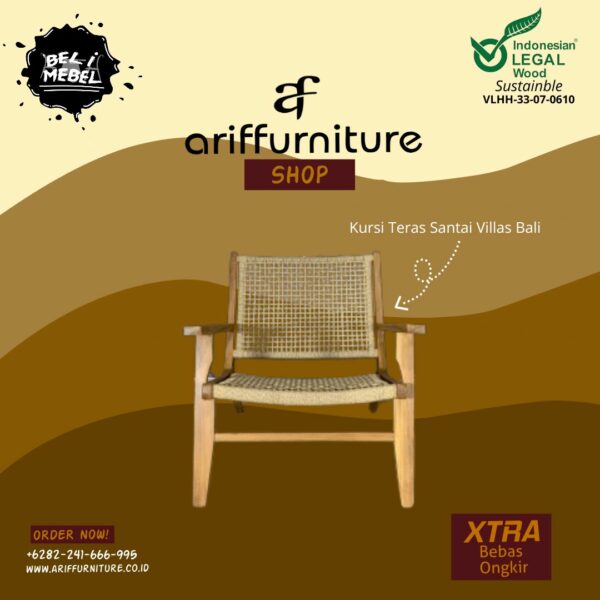 Kursi Teras Santai Rotan Kayu Jati Villas Bali