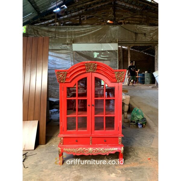 Lemari Hias Kaca Antik Kayu Jati - Gambar 2