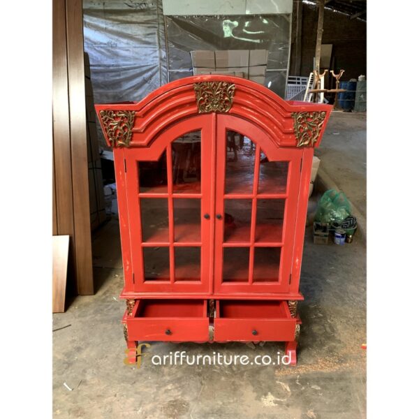 Lemari Hias Kaca Antik Kayu Jati - Gambar 3