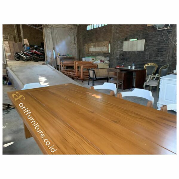 Set Meja Makan Kayu Jati Minimalis Japandi - Gambar 6