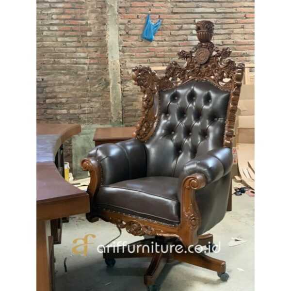 Set Meja Kantor Direktur Kayu Jati Elegant Mewah - Gambar 6