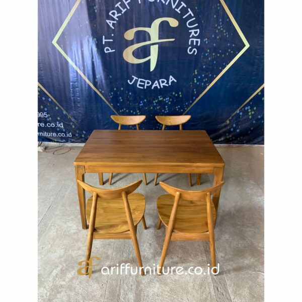 Meja Kursi Makan Set Cafe Minimalis Kayu Jati - Gambar 4