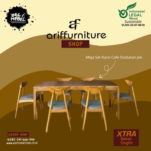 Meja Makan Set Minimalis Kursi Cafe Dudukan Jok