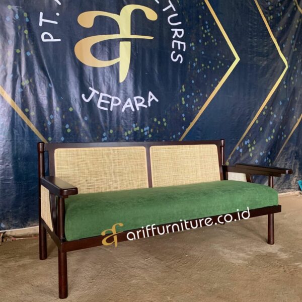 Sofa Bed Minimalis Kayu Kombinasi Rotan Sintetis - Gambar 3