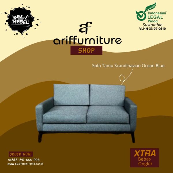 Sofa Tamu Minimalis Scandinavian Ocean Blue