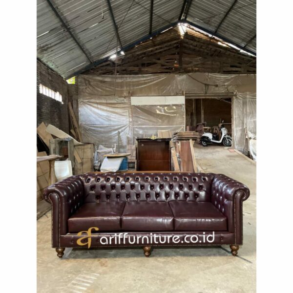 Sofa Tamu Mewah Kulit Oscar Klasik - Gambar 3