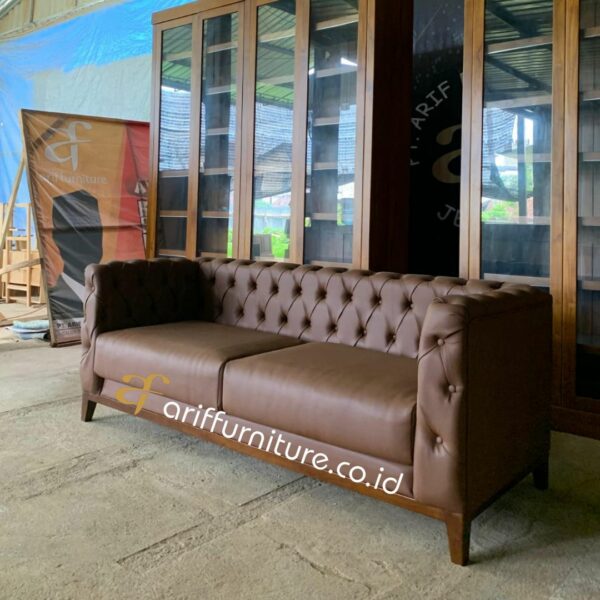 Sofa Tamu Minimalis Chesterfield Luxury Leather - Gambar 3
