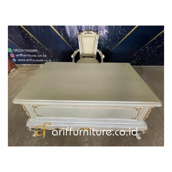 Set Meja Kursi Kerja Kayu Jati Minimalis Duco - Gambar 3