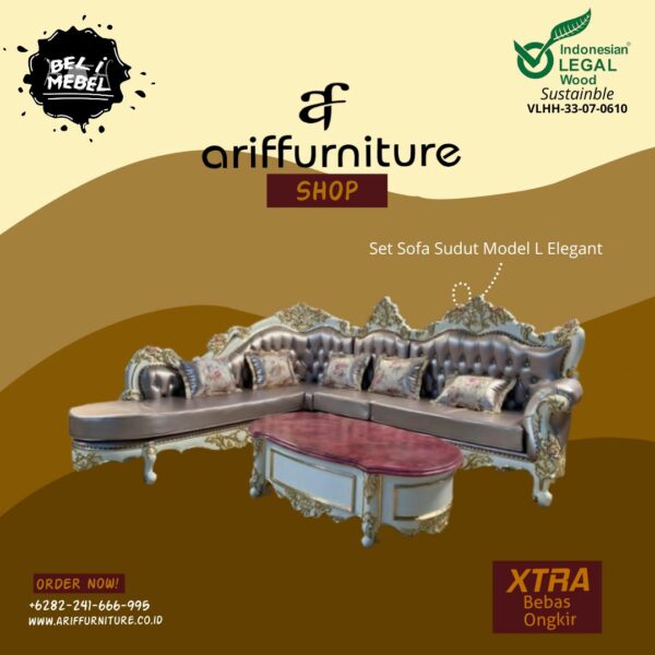 Set Sofa Sudut Model L Kursi Tamu Elegant