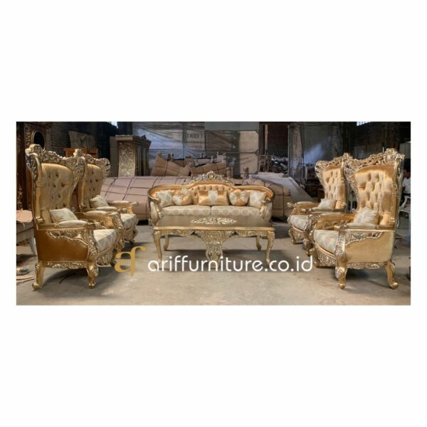 Set Sofa Tamu Mewah Classic Exclusive Gold - Gambar 2