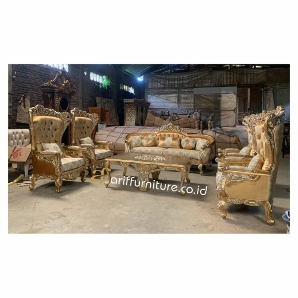 Set Sofa Tamu Mewah Classic Exclusive Gold - Gambar 3