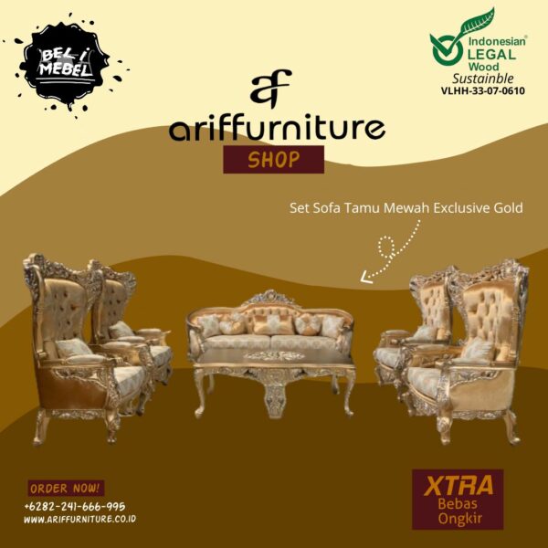 Set Sofa Tamu Mewah Classic Exclusive Gold