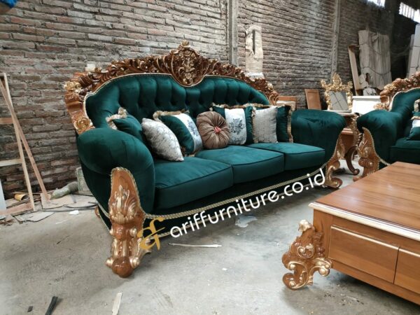 Set Sofa Tamu Mewah Klasik Luxury Green Style - Gambar 2