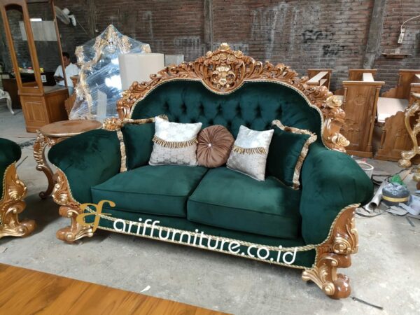 Set Sofa Tamu Mewah Klasik Luxury Green Style - Gambar 4