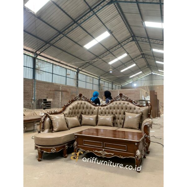 Kursi Sofa Tamu Sudut Mewah Klasik Vintage - Gambar 3