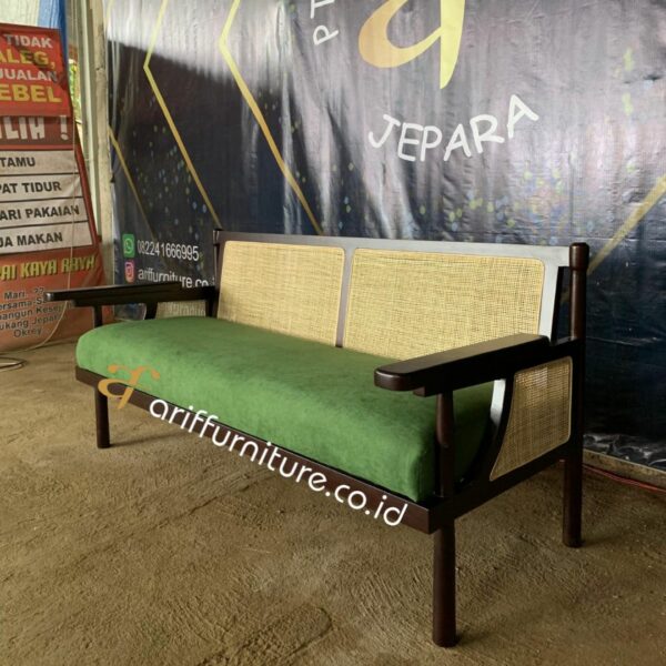 Sofa Bed Minimalis Kayu Kombinasi Rotan Sintetis - Gambar 5