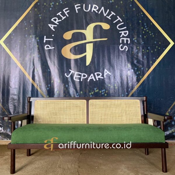 Sofa Bed Minimalis Kayu Kombinasi Rotan Sintetis - Gambar 2