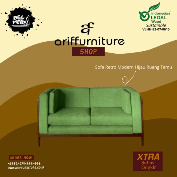Sofa Retro Modern Hijau Ruang Tamu Minimalis